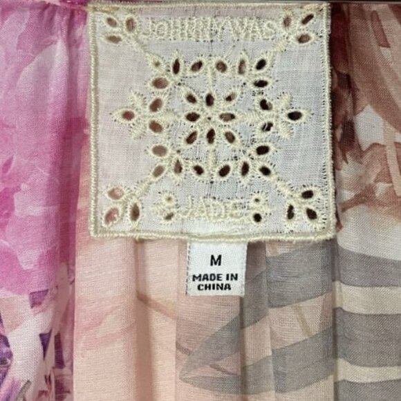 Johnny Was Jade Annalise Silk Blend Patchwork Floral Wrap Midi Dress M - Picture 10 of 13